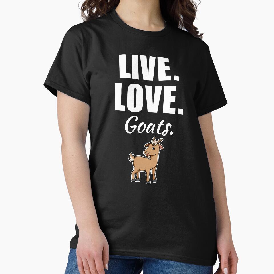 Live, love, goats. Funny goat pet owner saying or quote for goat mom or dad by NBSStore