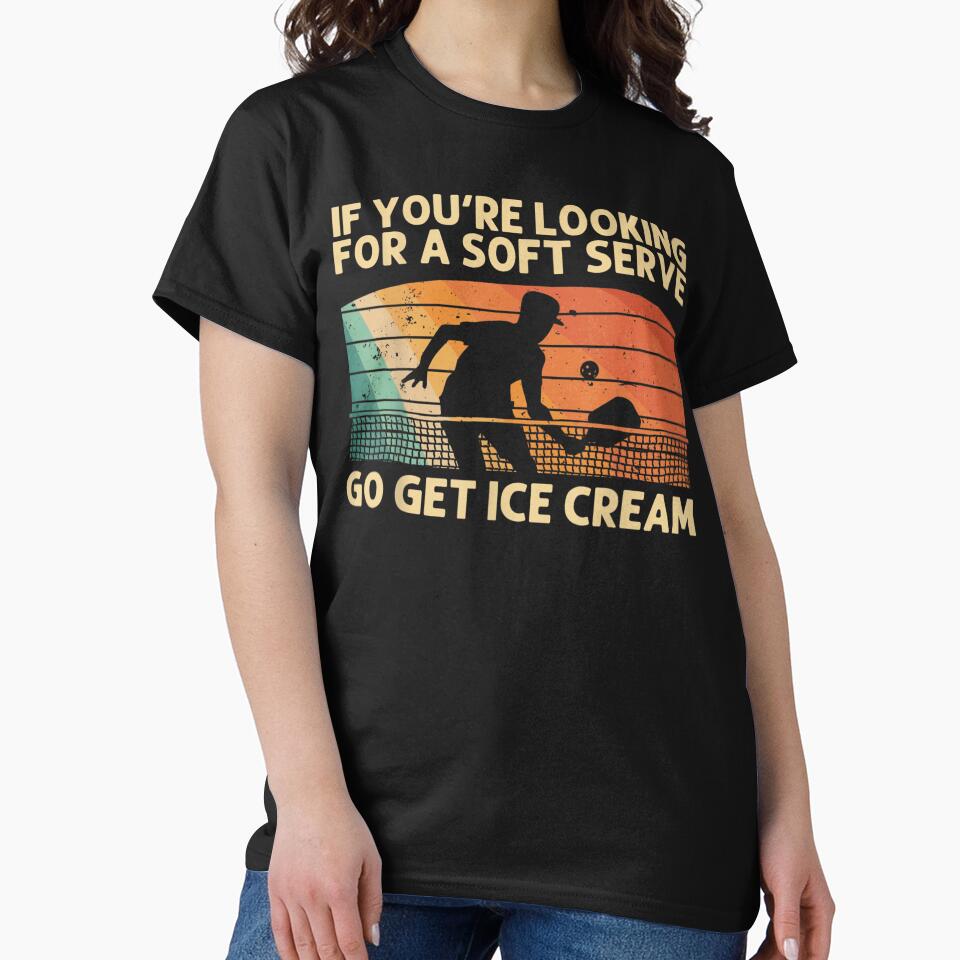 Funny Pickleball Player Soft Serve Quote Retro Sunset Sport Athlete Design by Twindluzz