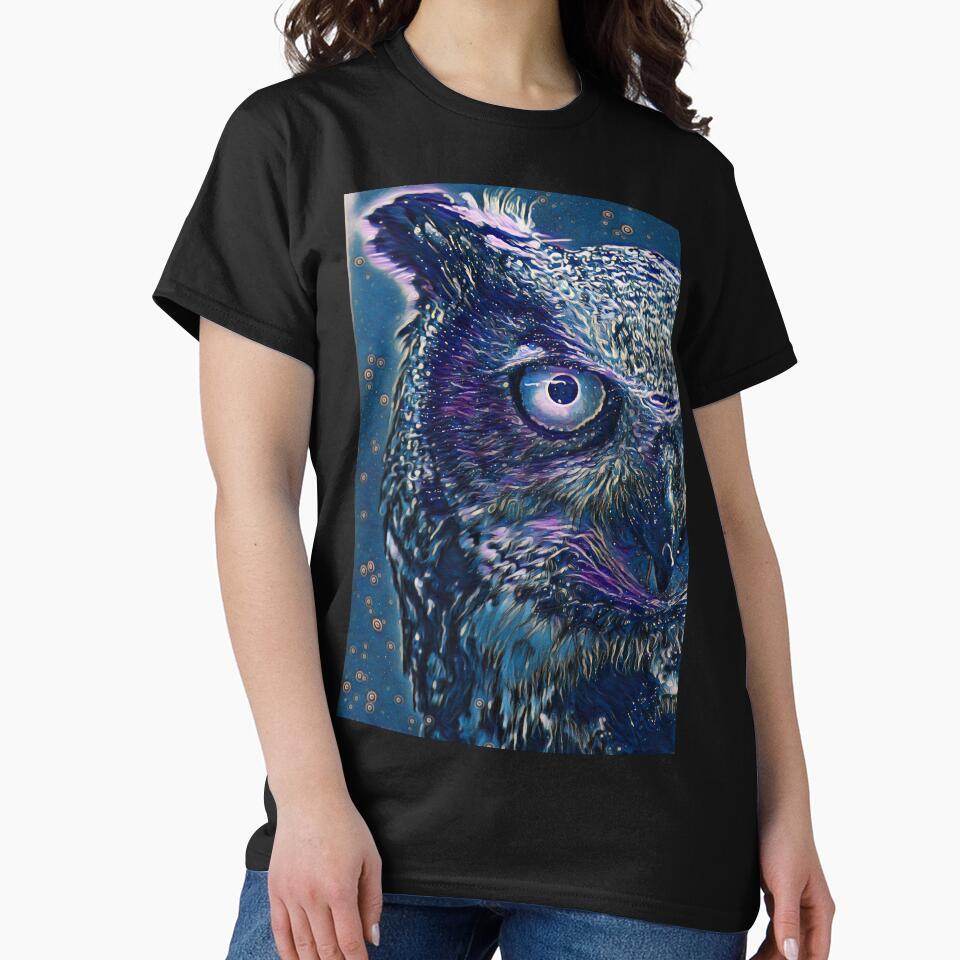 Glowing Midnight Art Portrait Great Horned Owl Bird Face by TheWildFlix