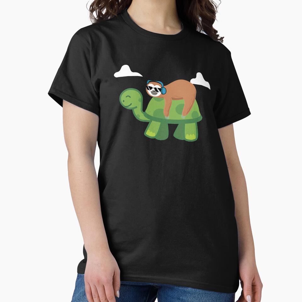 Sloth Riding Turtle   Lazy Sloth Gift by Merchking1