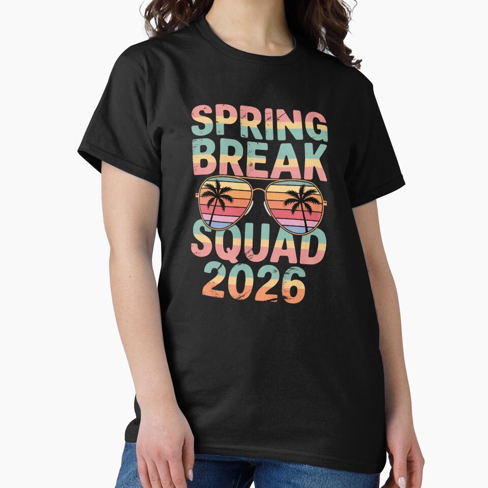 Spring Break Squad 2026, Retro Sunset Palm Trees Vacation Trip Matching Group by Zizo-DR44