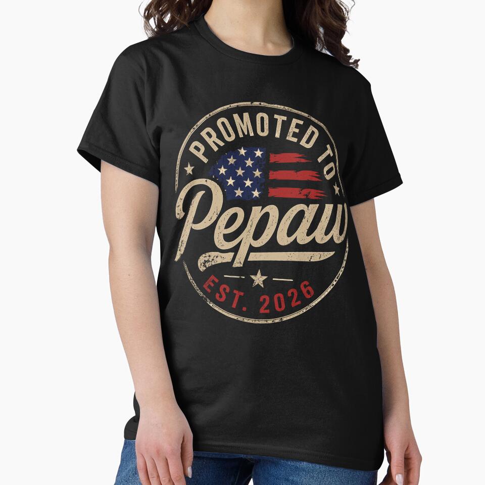 Promoted to Pepaw EST 2026 USA Flag Funny Soon to Be Pepaw by ironicmuscle