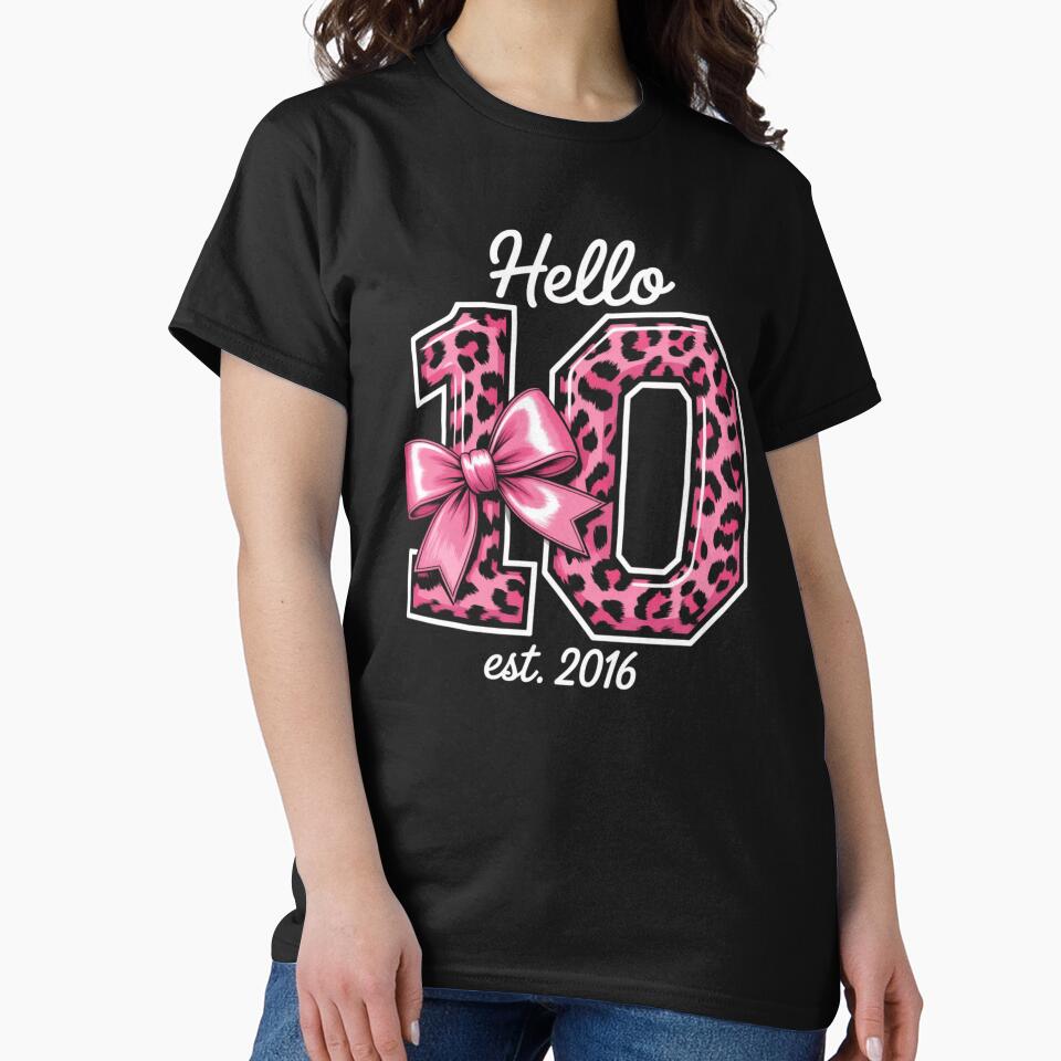 Hello 10 Pink Bow Est 2016 Coquette 10th Birthday Girl by ZACK ART