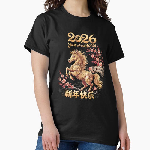 2026 Year of the Horse Golden Horse with Cherry Blossoms by Gogetgiggles