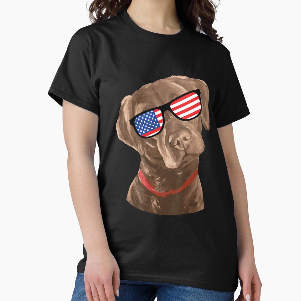 Funny Chocolate Labrador American Flag 4th of July by Nabaz83