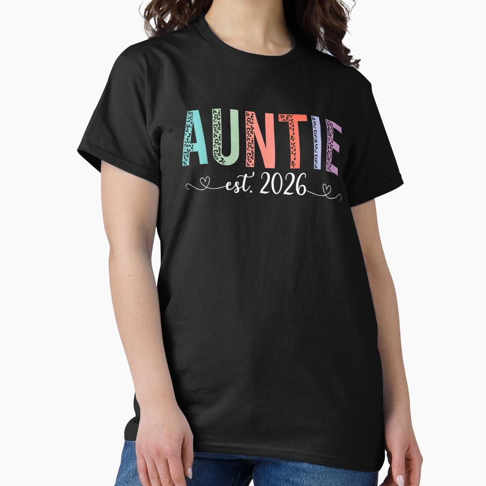 Promoted to Auntie Est 2026 Leopard New Aunt Expect Baby by Goleon12