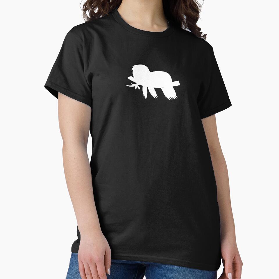 Sloth Chilling on Tree White Silhouette by samshirts