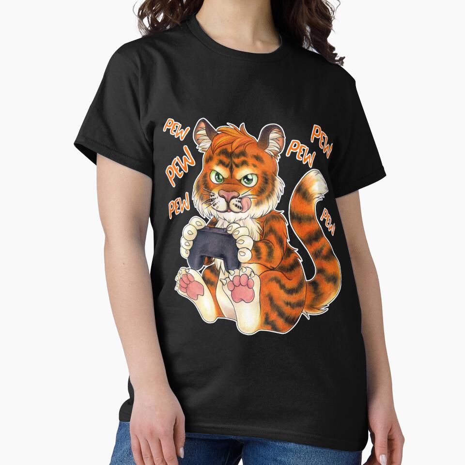 Funny gaming tiger gift gamer birthday by ZadzeneaArt