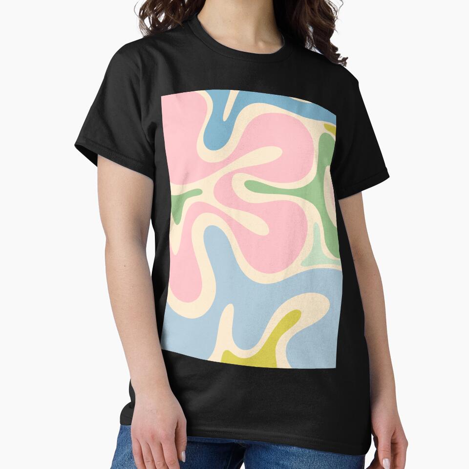 Smooth Contours Retro Modern Abstract Pattern Pastel Pink Blue Green Cream by kierkegaard