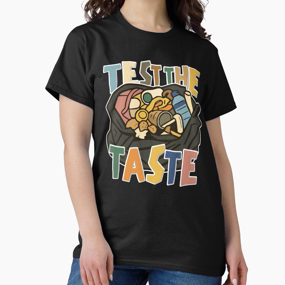 Test The Taste Funny Food Waste Trash Bag Retro Illustration by Message from Earth