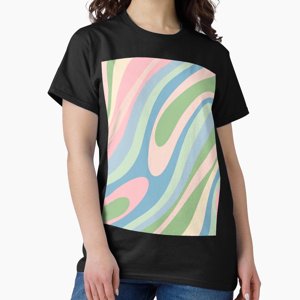 Wavy Loops Retro Abstract Pattern Pastel Blue Pink Green by kierkegaard