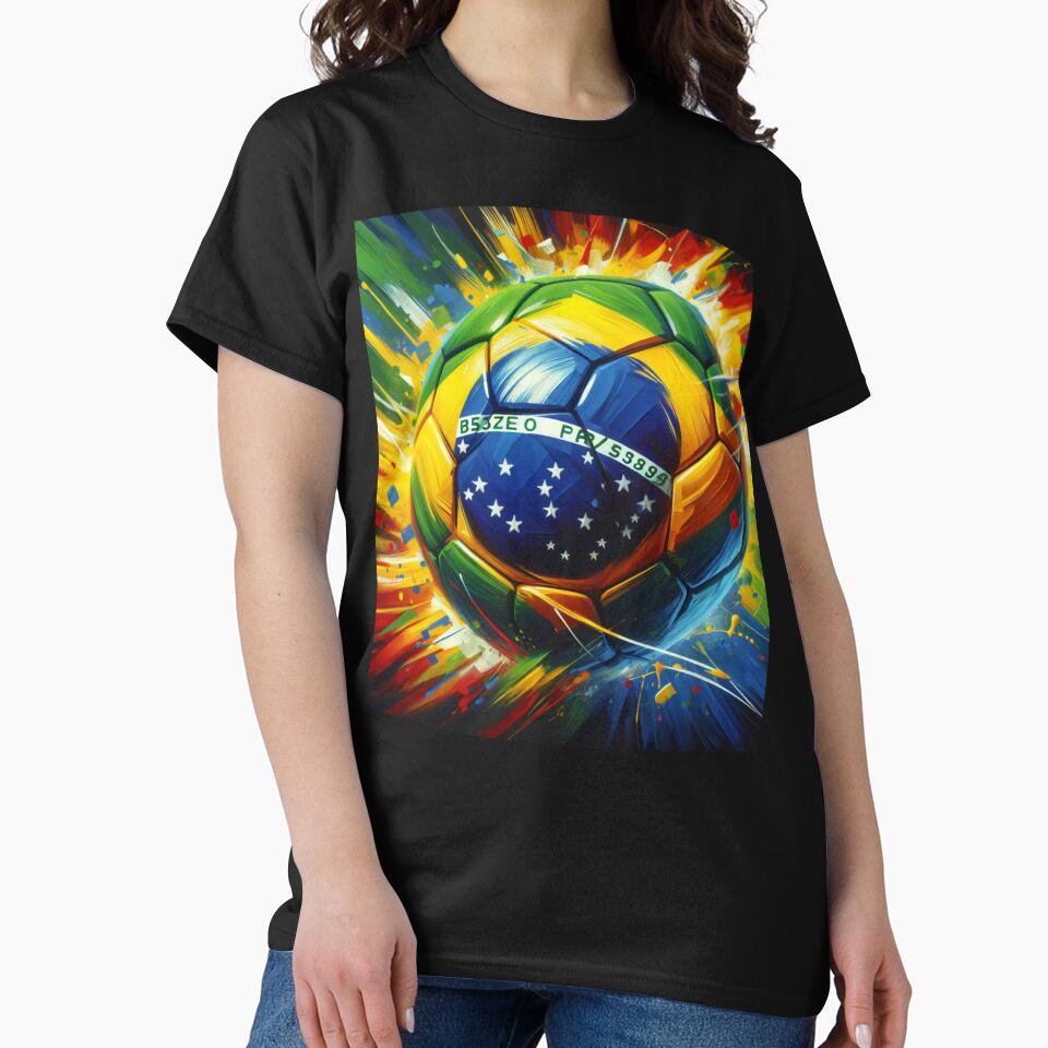 Brazil Soccer Ball Art – Vibrant Football Painting in Brazilian Flag Colors by ssmg80