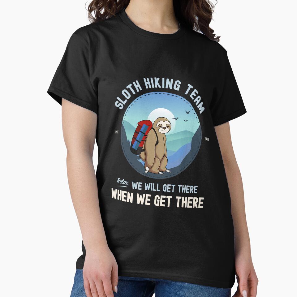 Sloth Hiking Tshirt, Sloth Hiking Team by SeleneFrances