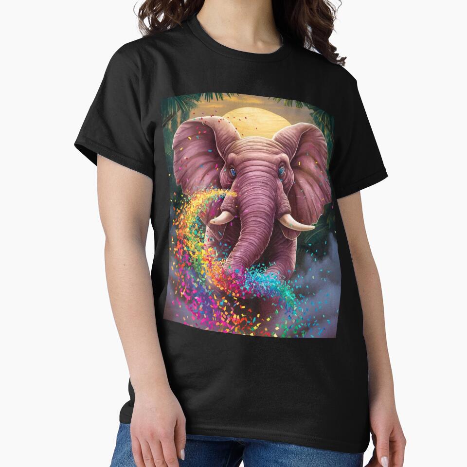 Elephant Portrait. rainbow elephant, colorful elephant, whimsical elephant by ElephantVibes