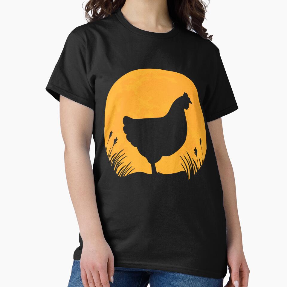chicken animal lover Silhouette in full moon gift by alaechamlal