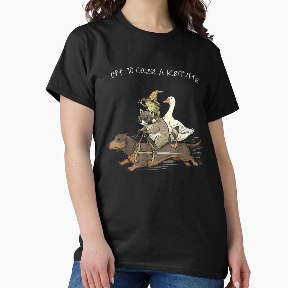 Off To Cause A Kerfuffle Funny Animals Riding Dachshund Wizard Frog Raccoon by Phil Ben