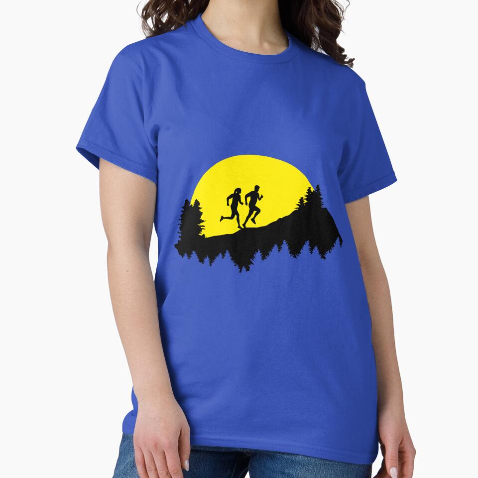 Trail running, running, runners, couple by claudiasartwork