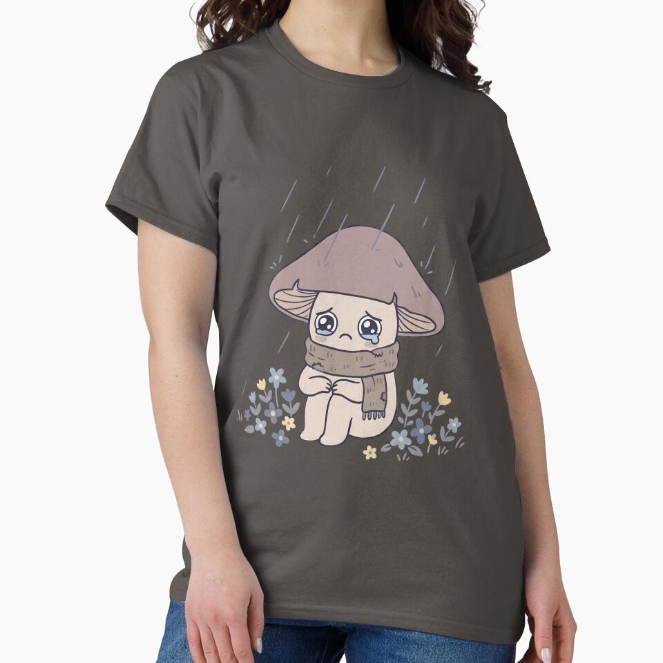 Sad Mushroom in the Rain — Indie Aesthetic Art by Vibz4All