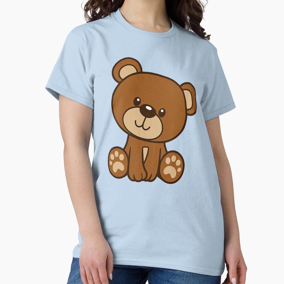 Cute Cartoon Teddy Bear Sitting Design by ArtfulWeave