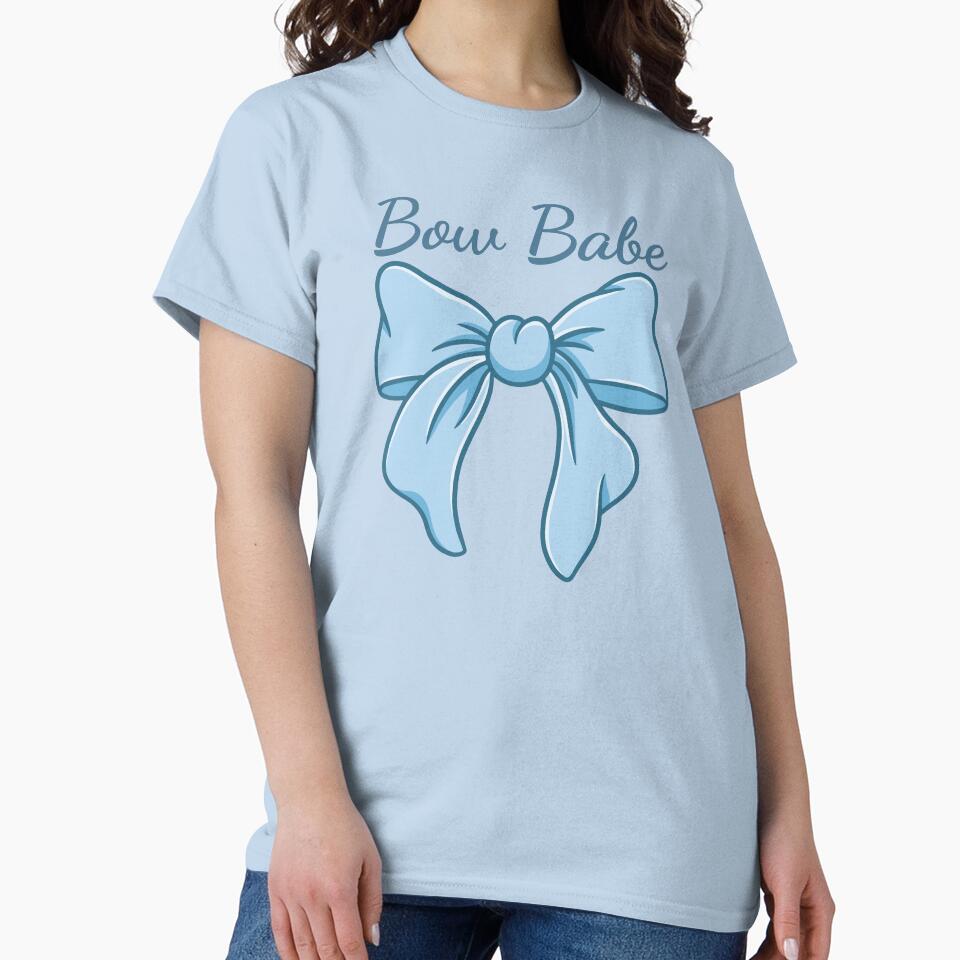 Bow Babe | Cute Blue Ribbon Coquette Typography Design by Rush2Buy