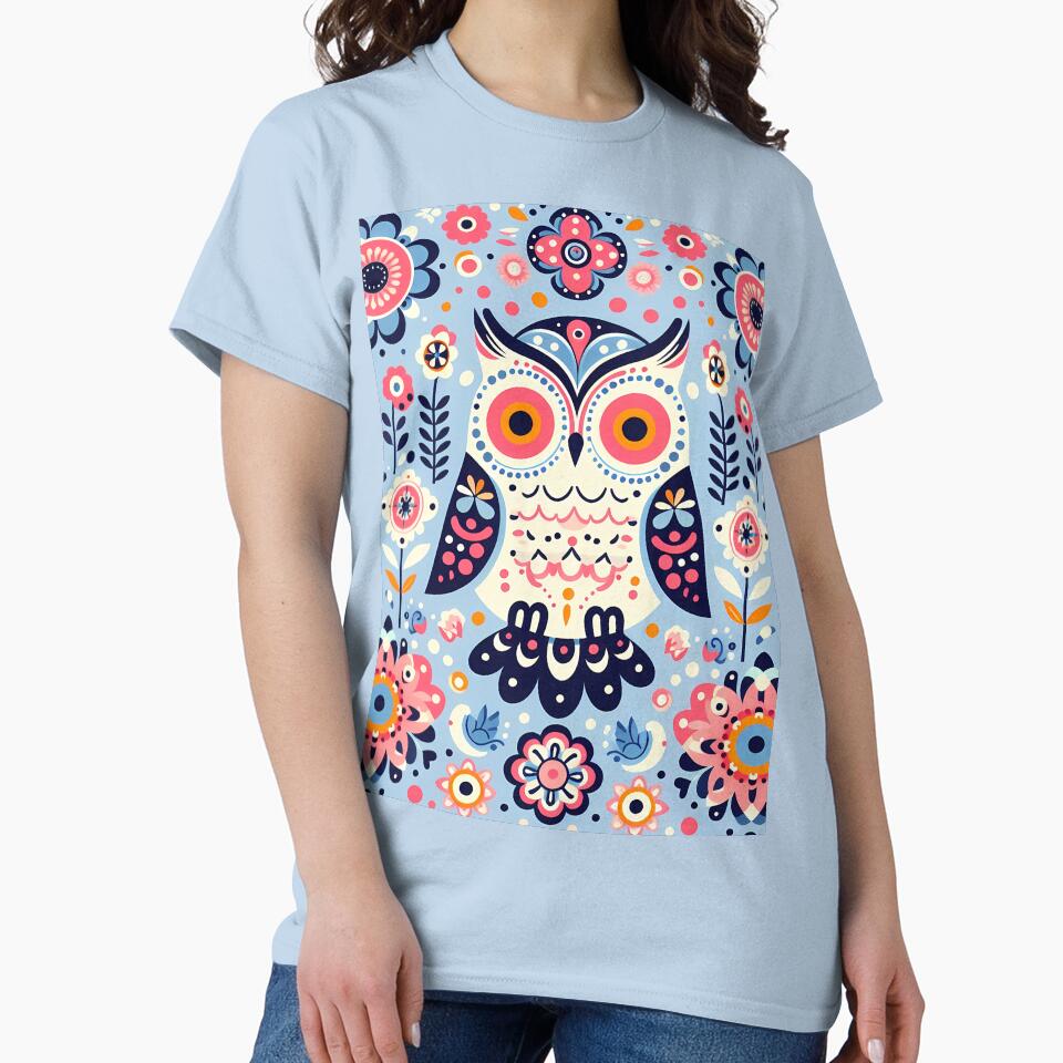 Whimsical Owl Folk Art Woodland Friend - Scandinavian Folk Art by heidiannemorris © by FOLK ART FUSION by heidiannemorris