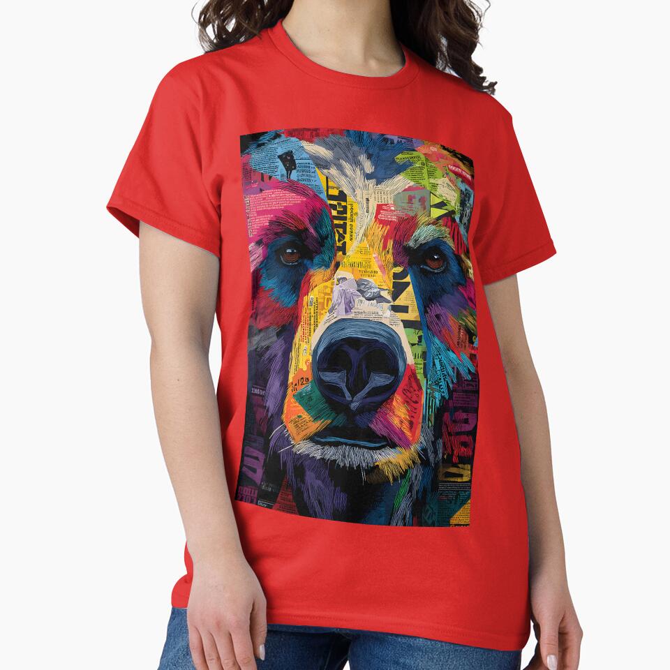 Protect the Wild Bear - Dynamic Face Composition with Bright Hues and Mixed Media by OlfactoART Studio