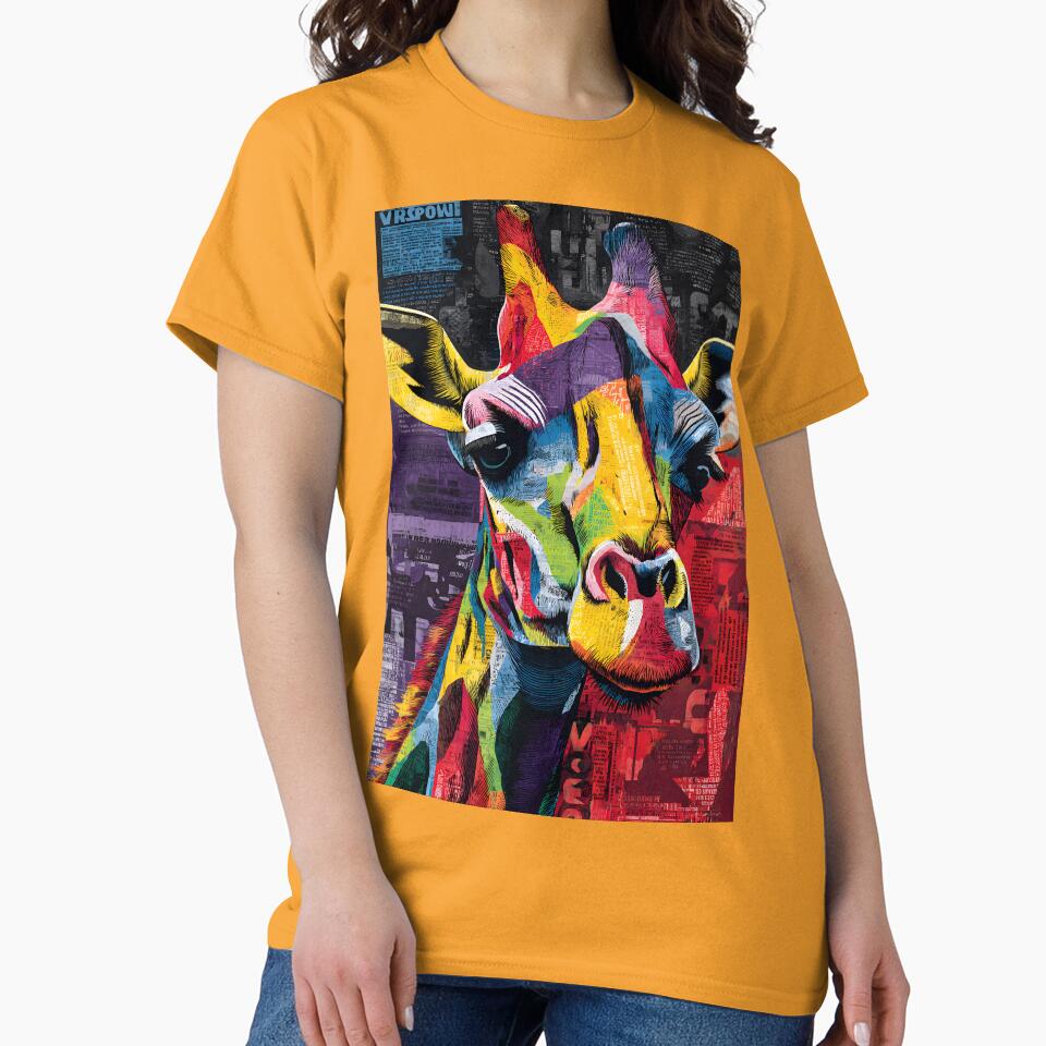 Pop Art Giraffe Power - Vibrant Wildlife Portrait with Bold Colors and Dynamic Textures by OlfactoART Studio