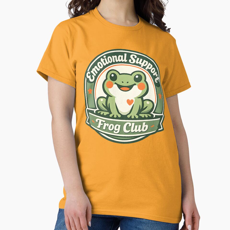 Emotional Support Frog Club  Cute Frog Mascot Vintage Badge Design  Retro Collectible Frog Sticker  Community Club Aesthetic by  MAD's Recreation Studio