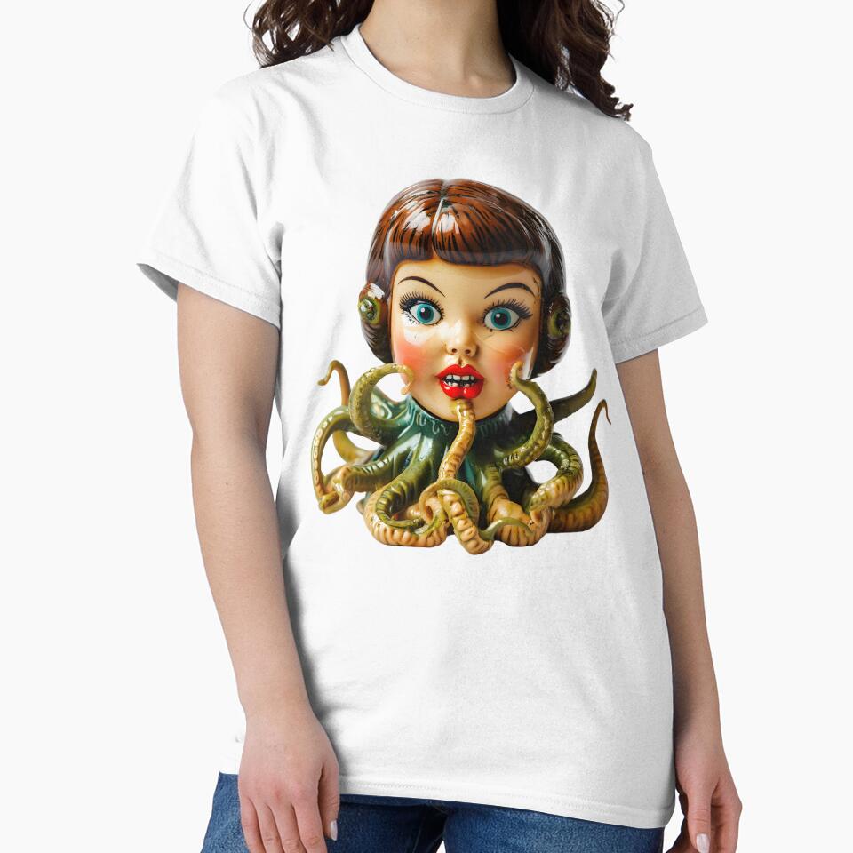Vintage Anime Girl Octopus Hybrid – Cthulhu Horror Inspired Design by JonHale