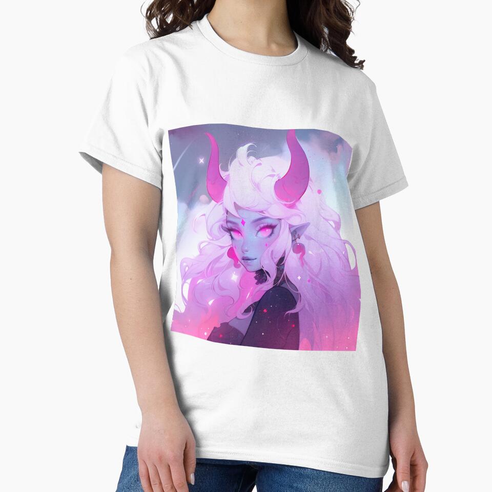 Soft Pink Cute but Creepy Demon Anime Girl by bubblegoth