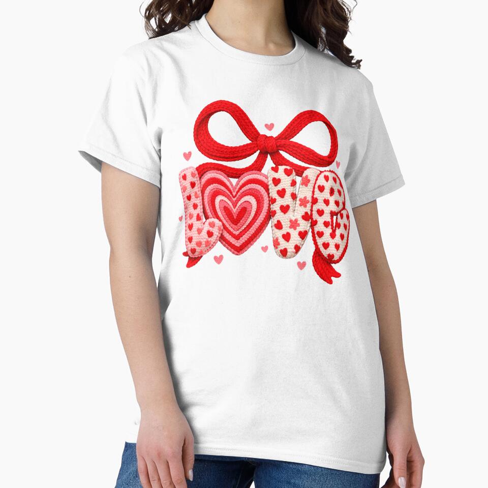 LOVE Faux Yarn Valentine Design | Coquette Heart Bow & Knit Texture by dkid creations