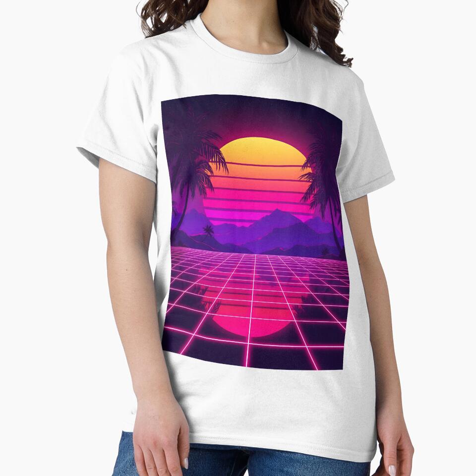 Neon Sunset Grid - Synthwave 80s Retrowave Aesthetic by VibranPalette