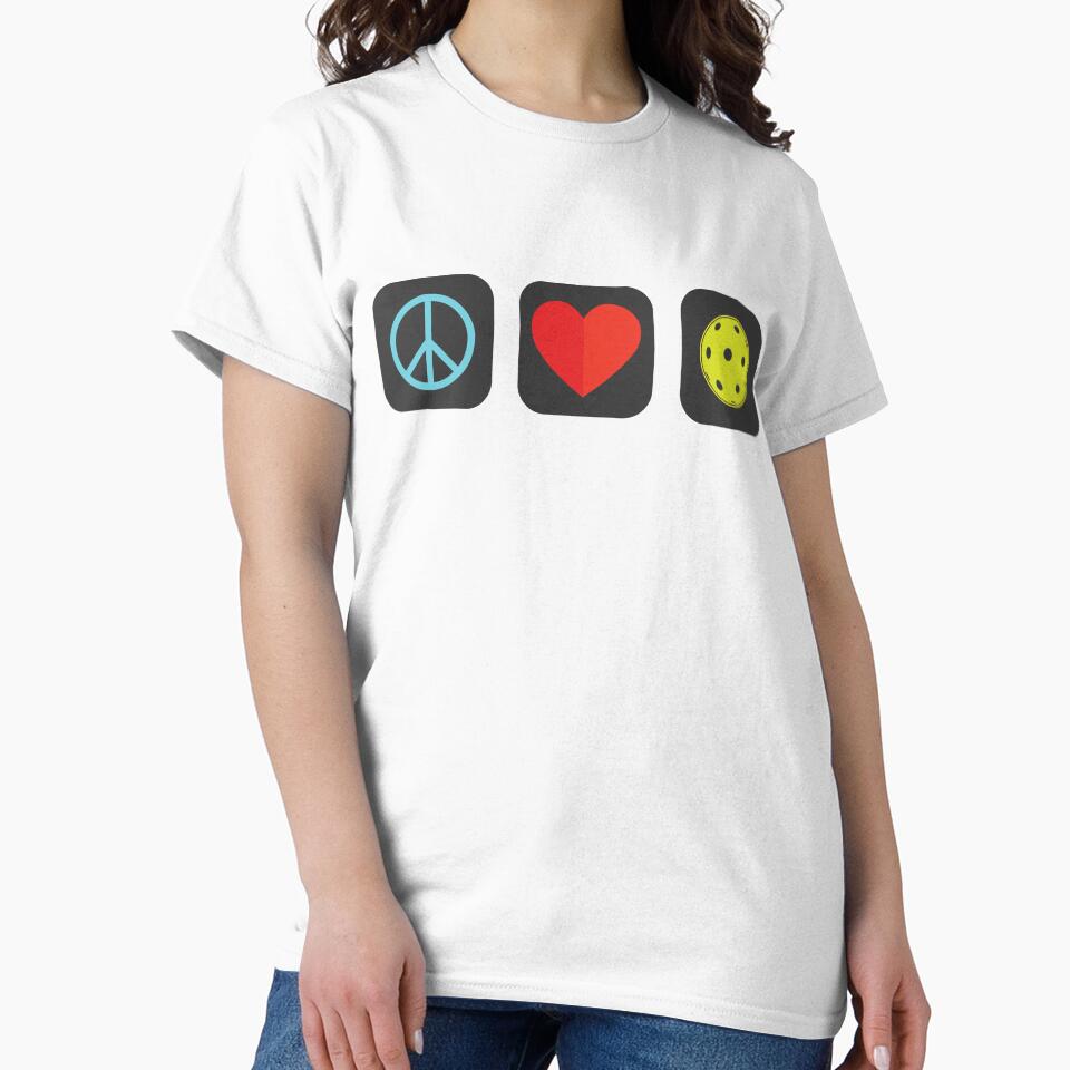 Peace Love & Joy Pickleball Flat Icon design Full Colour by Babadollcraft