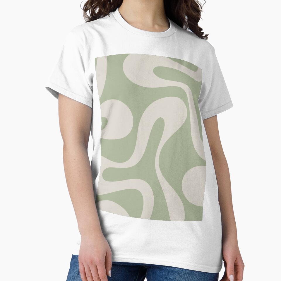 Soft Curves Retro Modern Abstract Pattern in Sage Green and Almond Beige by kierkegaard