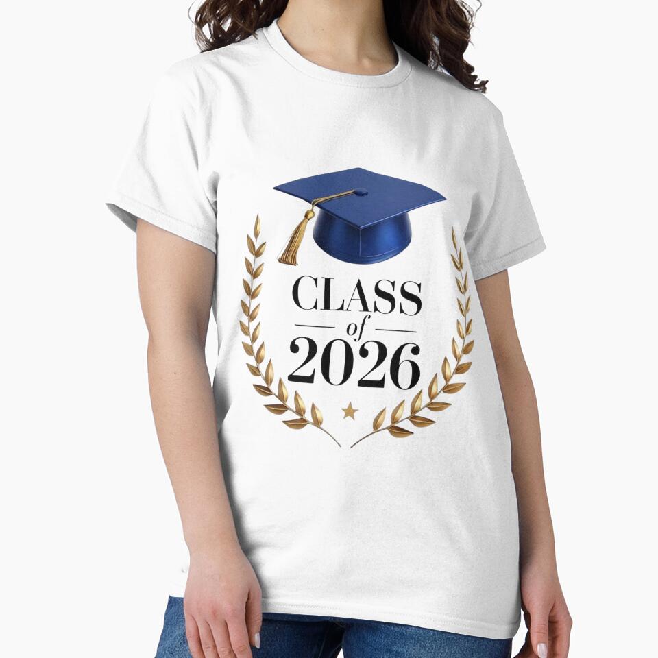 Class of 2026 - Elegant Blue & Gold Graduation Laurel Wreath by Sashka-