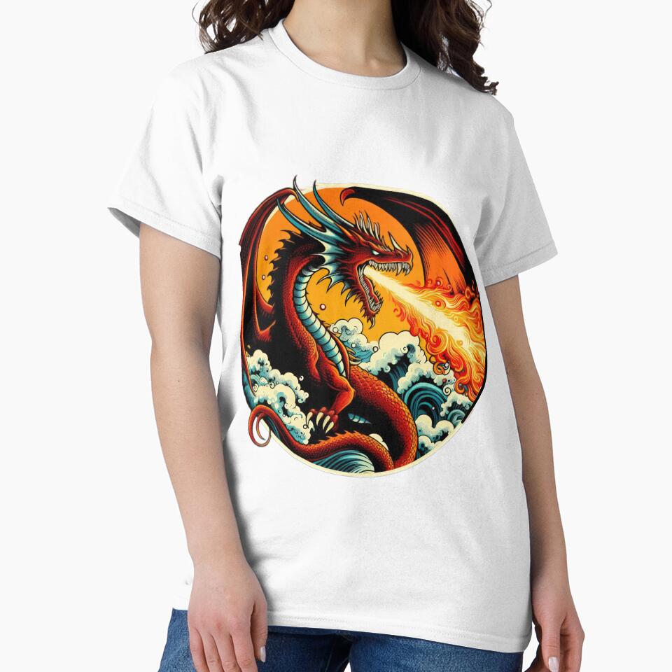 vintage Magic in Flames dragon breathing fire by Expressions-Sel