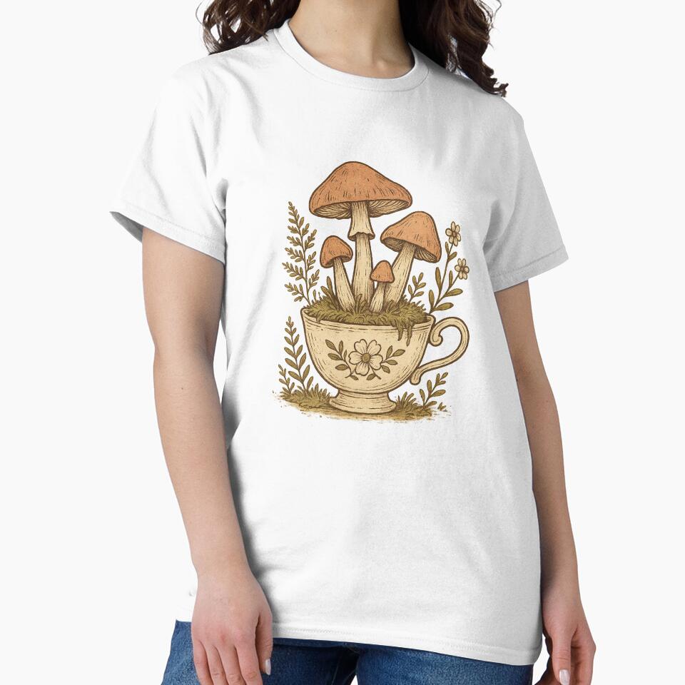 Cottagecore Mushroom Teacup Floral Vintage Aesthetic by Graphics4X