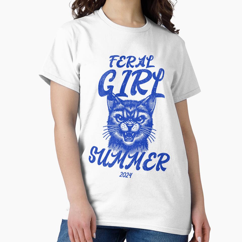 Feral Summer Girl Cat Blue by KloverDesigns