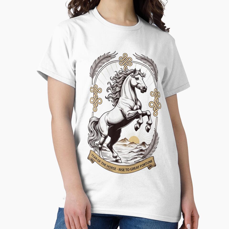 Year of the Horse Triumph T Shirt, Ascend to Riches Mug, Lunar Zodiac Celebration Gift by YMLux
