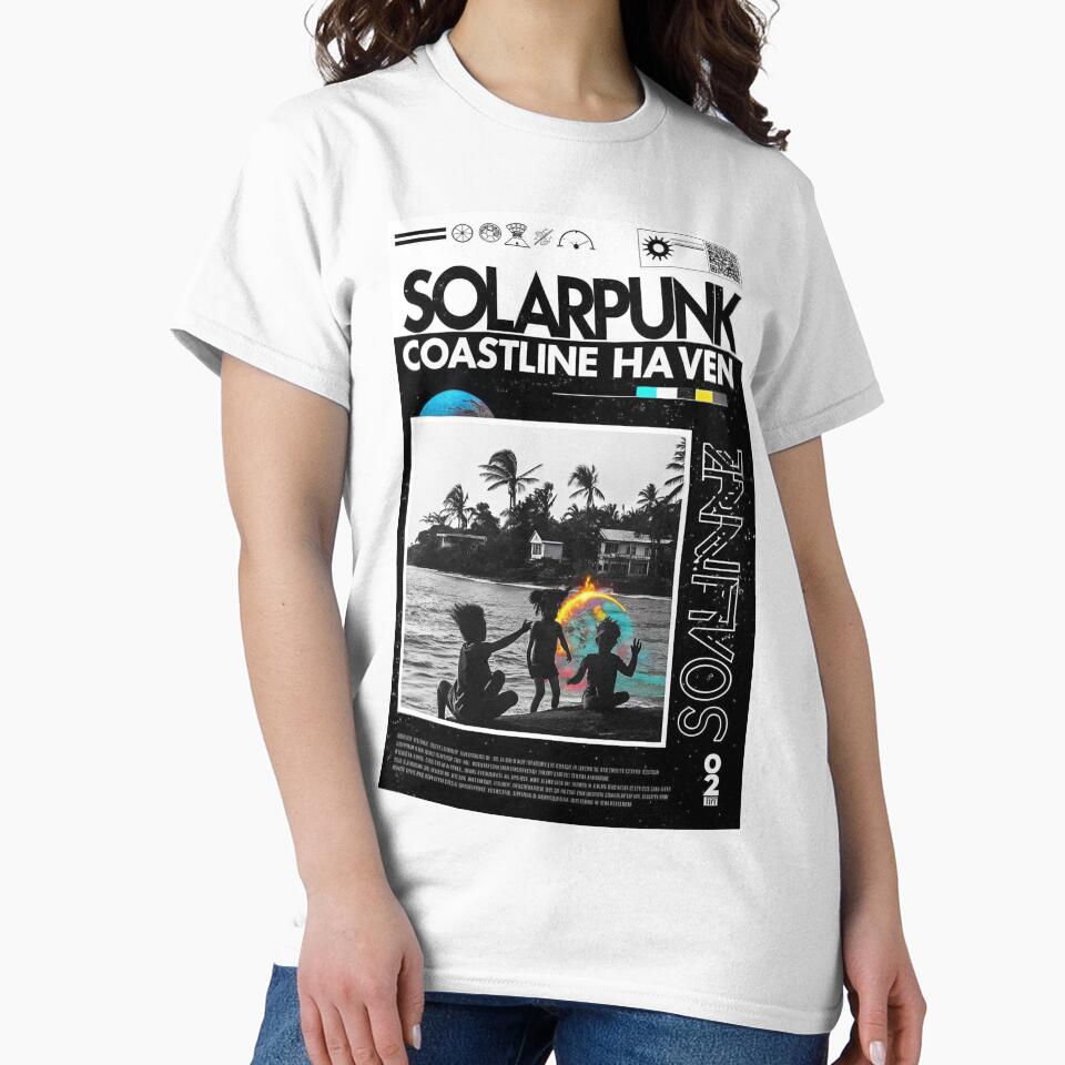 Solarpunk Coastline Haven Kids Beach Art Print by Raw-Ink