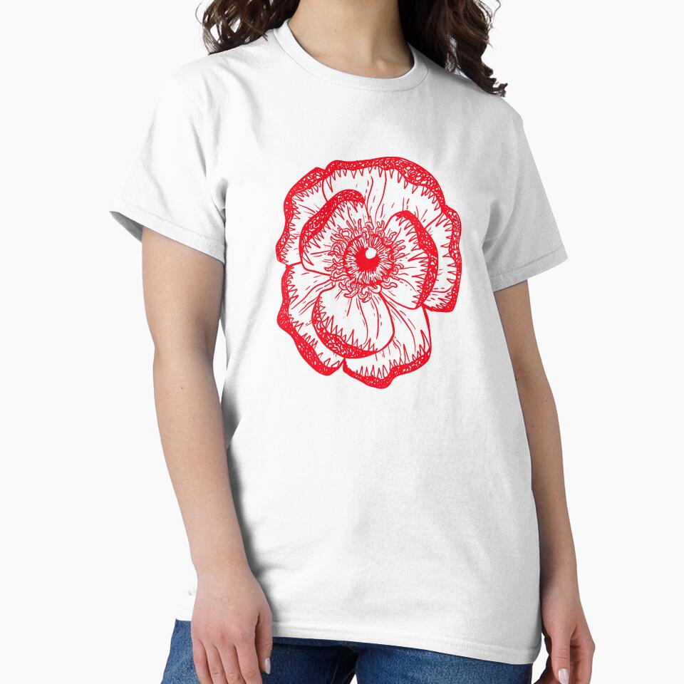 Toothy magnolia: surreal flower red on white by TheDoodlemancer