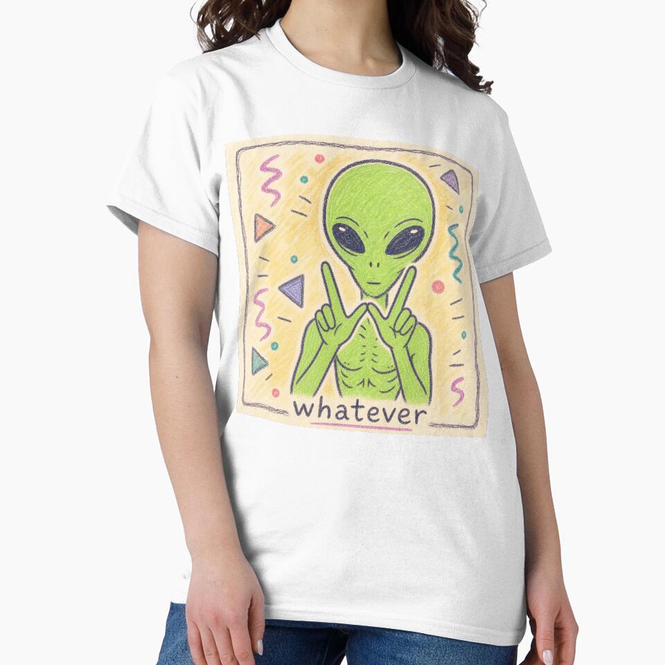 Whatever Alien – Retro 90s Sarcastic Green Alien Meme by anabellstar design co