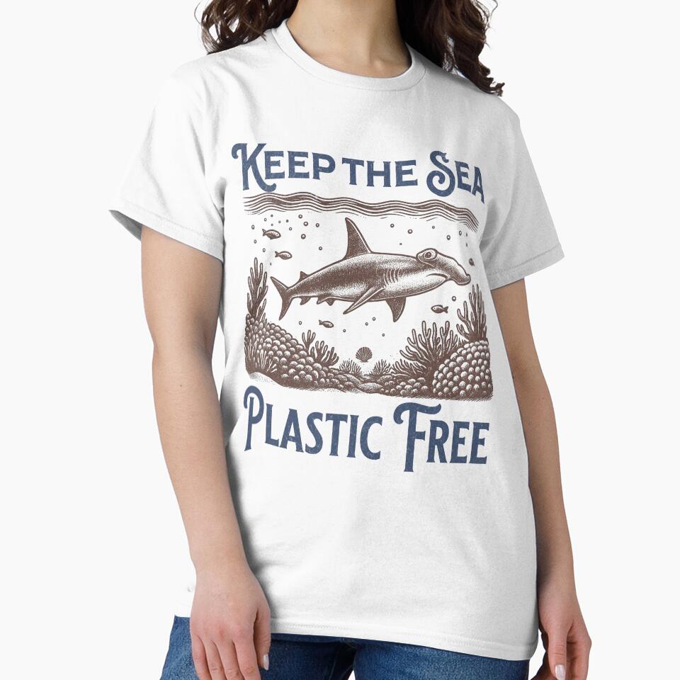 Keep the Sea Plastic Free – Sustainable Ocean Design with Shark & Environmental Message by Design-by-Micha