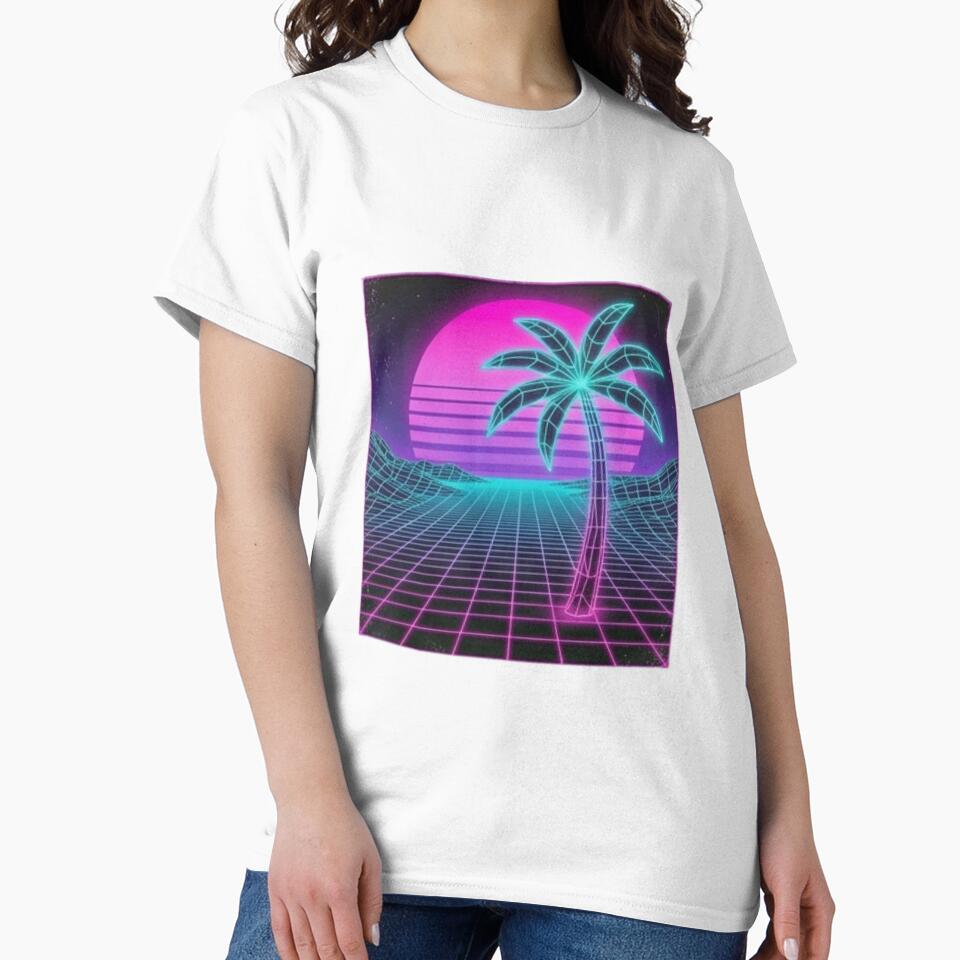 Retro Vaporwave Palm Tree Neon Sunset by RizziesDesign