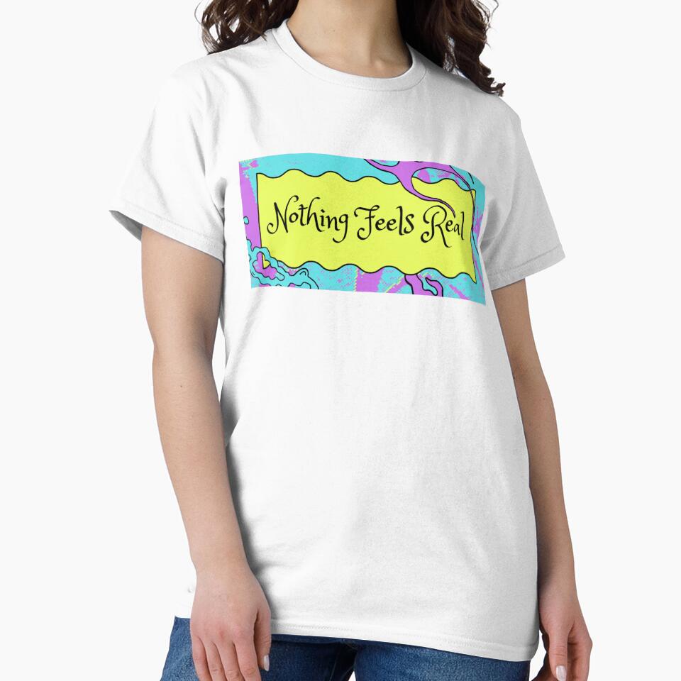 Turquoise Nothing Feels Real - Surreal Retro Fantasy Graphic by TheCrowThatSews
