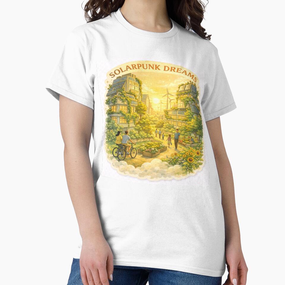 Solarpunk Dreams Optimistic Sustainable Future Poster & Apparel by goodcrystals