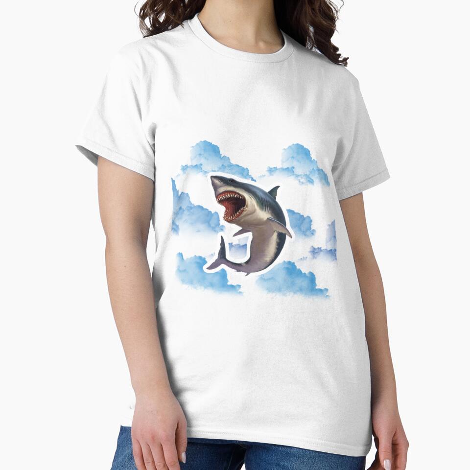 Flying Shark in the Clouds Surreal Animal Design by Thetdesigns