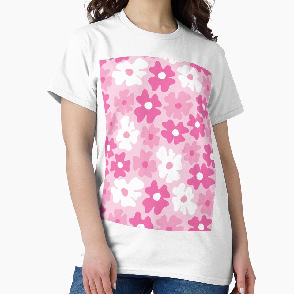 pink 60s retro flower power, pastel pink, pink, baby pink, 60s groovy pattern, hippie flowers by blomastudios