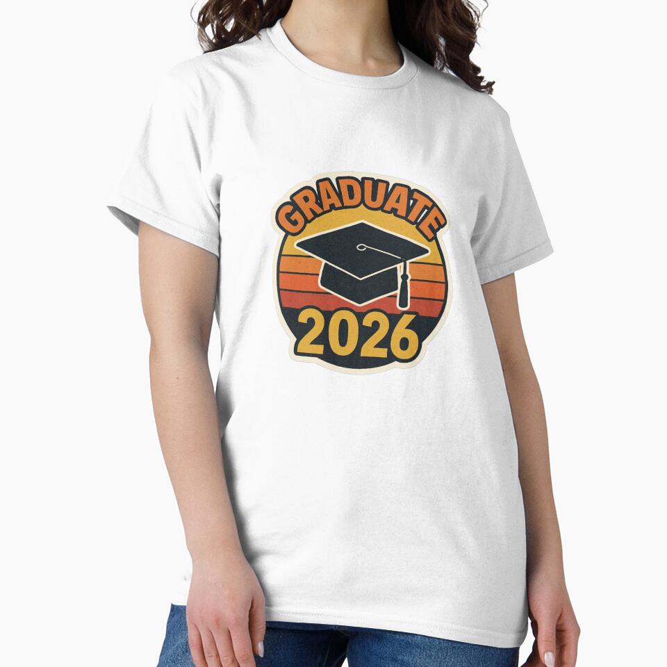 Graduate 2026 Retro Sunset Graduation Cap Sticker by Corgi & co Shop