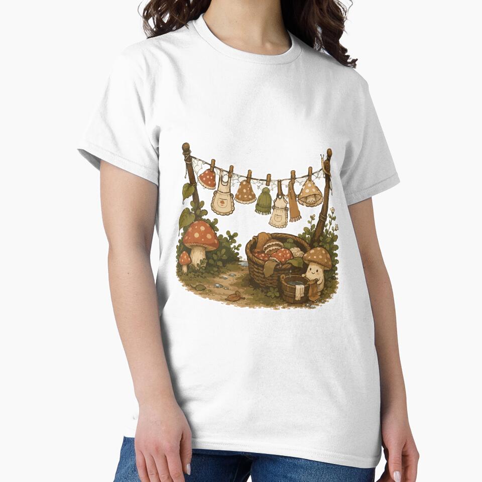 Mushroom Laundry Day Cute Cottagecore Forest by SimplePoDesign